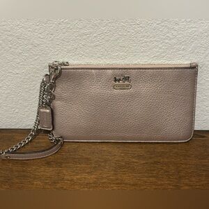 Coach Metallic Tan Leather Wristlet